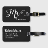 Mr Personalized Elegant Script Groom Name Black ラゲッジタグ