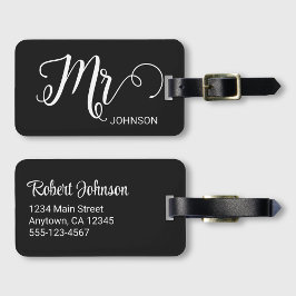 Mr Personalized Elegant Script Groom Name Black ラゲッジタグ