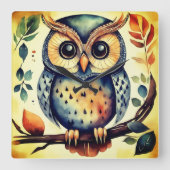 Mr. Primitive Owl スクエア壁時計 (正面)