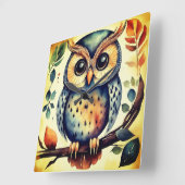 Mr. Primitive Owl スクエア壁時計 (傾斜)