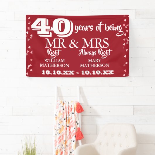 Mr Rightおもしろい40周年Rubyハート 横断幕 (インサイチュ)