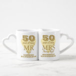 Mr Rightおもしろい50周年金ゴールドハート ペアカップ<br><div class="desc">50回目の金カスタマイズの記念日におもしろいと贈ユニークり物を作る日付と名前。設計者： Thisisnotme©</div>