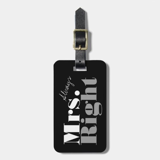 Mr RightとMrs Always Right旅行荷物タグ ラゲッジタグ (正面縦)