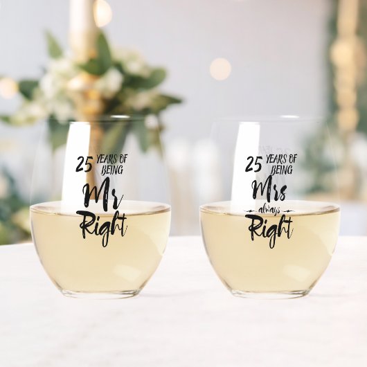 Mr RightとMrs Always Right記念日 ステムなしワイングラス (インサイチュ (ウェディング))