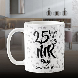 Mr Right 25周年記念シルバーハートのコンフェティ コーヒーマグカップ