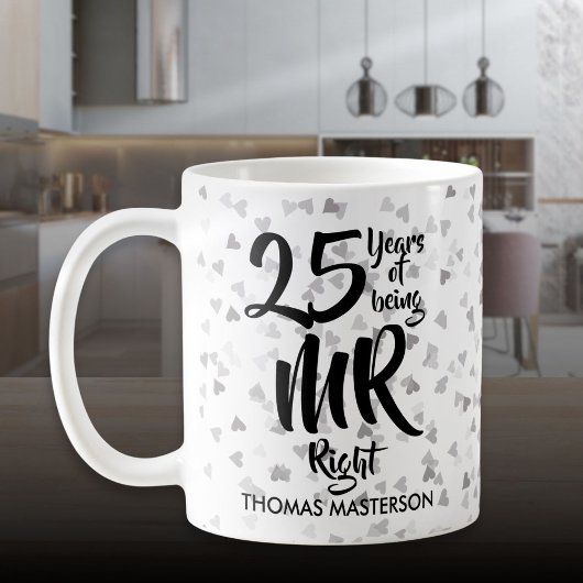 Mr Right 25周年記念シルバーハートのコンフェティ コーヒーマグカップ