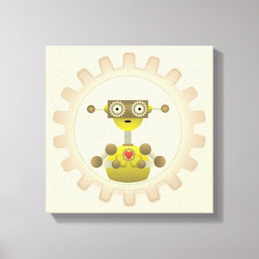 Mr Robot with Steampunkギアハートキャンバス印刷 キャンバスプリント (正面)