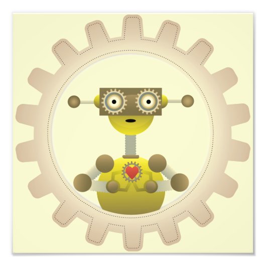 Mr Robot with Steampunkギアハート写真プリント フォトプリント (正面)