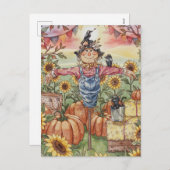 「Mr. Scakerrow」 – かわいいハロウィーンのイラストレーション シーズンポストカード (正面/裏面)