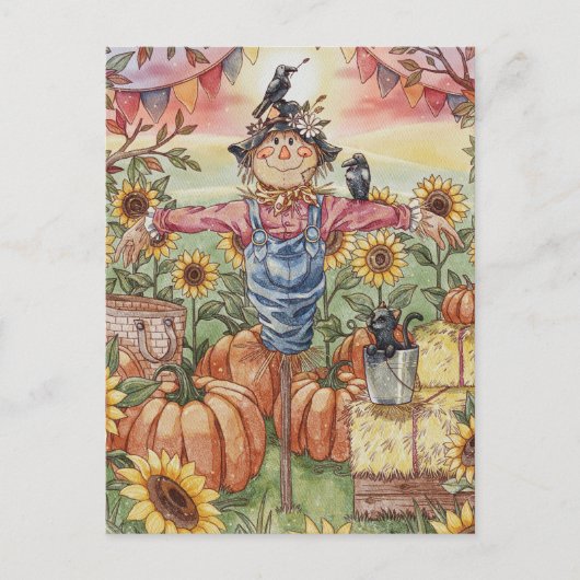 「Mr. Scakerrow」 – かわいいハロウィーンのイラストレーション シーズンポストカード (正面)