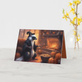 Mr. Skunk prepares for Halloween greeting カード (黄色い花)