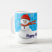 Mr. Snowman Happy Holidays コーヒーマグカップ (正面左)