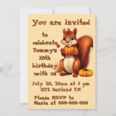 Mr. Squirrel Fall Birthday Party Invitation 招待状 (正面)