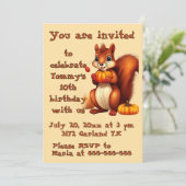 Mr. Squirrel Fall Birthday Party Invitation 招待状 (スタンド正面)