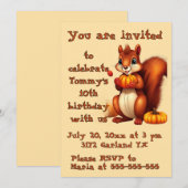 Mr. Squirrel Fall Birthday Party Invitation 招待状 (正面/裏面)