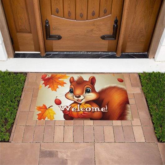 Mr. Squirrel Welcome Mat ドアマット (室外)