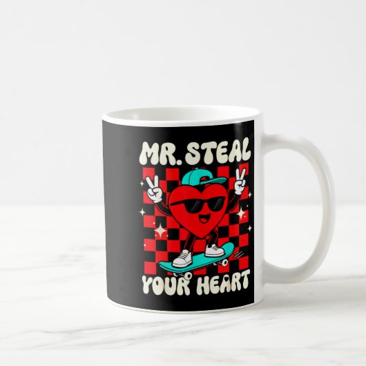 Mr Steal Your Heart For Boys Toddlers Valentine's  コーヒーマグカップ (右)