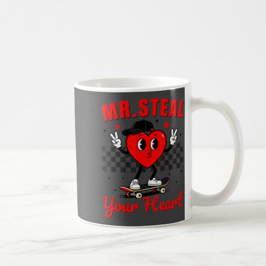 Mr Steal Your Heart For Boys Toddlers Valentine's  コーヒーマグカップ (右)
