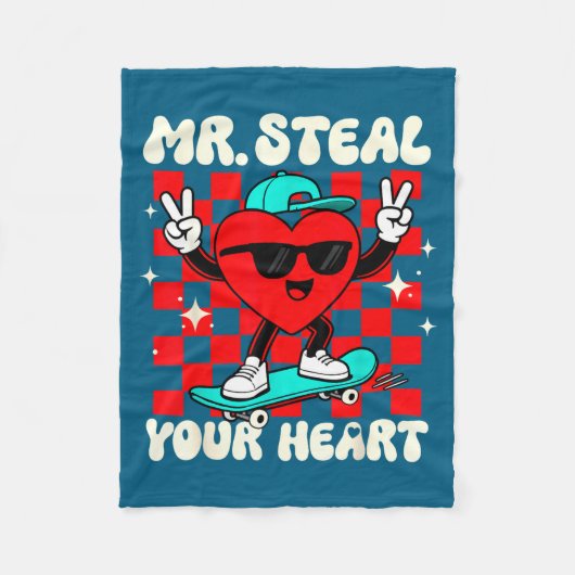 Mr Steal Your Heart For Boys Toddlers Valentine's  フリースブランケット (正面)