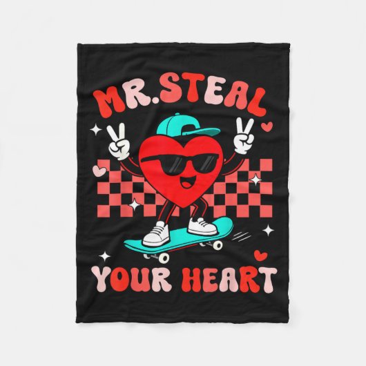Mr Steal Your Heart For Boys Toddlers Valentine's  フリースブランケット (正面)