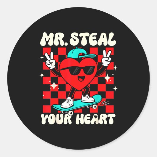 Mr Steal Your Heart For Boys Toddlers Valentine's  ラウンドシール (正面)