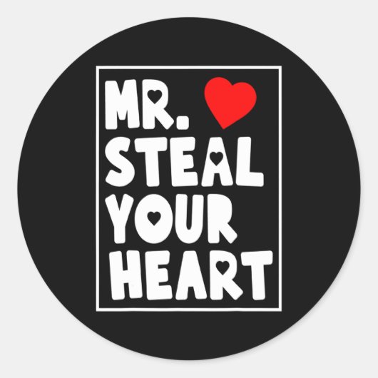 Mr Steal Your Heart For Boys Toddlers Valentines _ ラウンドシール (正面)