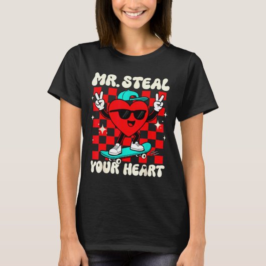 Mr Steal Your Heart For Boys Toddlers Valentine's Tシャツ (正面)