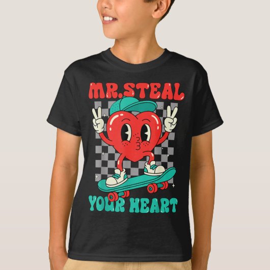 Mr Steal Your Heart For Boys Toddlers Valentine's  Tシャツ (正面)