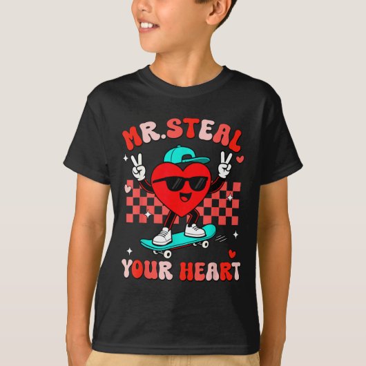 Mr Steal Your Heart For Boys Toddlers Valentine's  Tシャツ (正面)