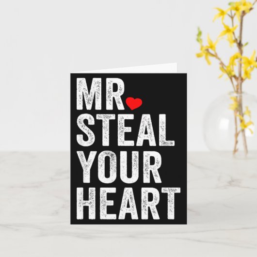 Mr. Steal Your Heart Funny Valentines Day Men’s  カード (黄色い花)
