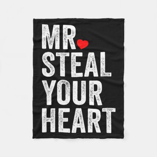 Mr. Steal Your Heart Funny Valentines Day Men’s  フリースブランケット (正面)