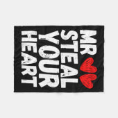 Mr Steal Your Heart Valentines Day Boys Kids  フリースブランケット (正面(横))