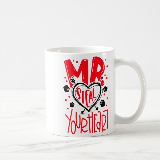 Mr Steal Your Heart Valentines Day Matching Coupl  コーヒーマグカップ (右)
