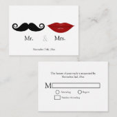 Mr. & the Mrs. (Lips and the Stache)ウェディングRSVP エンクロージャーカード (正面/裏面)