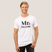 Mr Vintage Black Personalized Wedding Monogram トライブレンドTシャツ (正面全面)