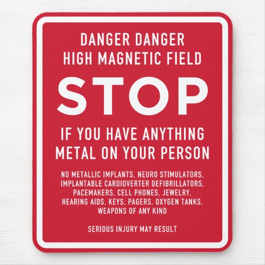 MRI安全警告標識 – 高磁場レーザー マウスパッド (正面)