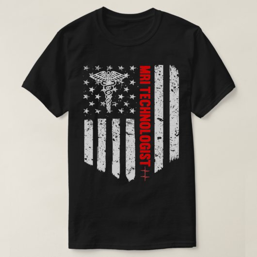 Mri技術者米国国旗の愛国医療 Tシャツ (デザイン正面)