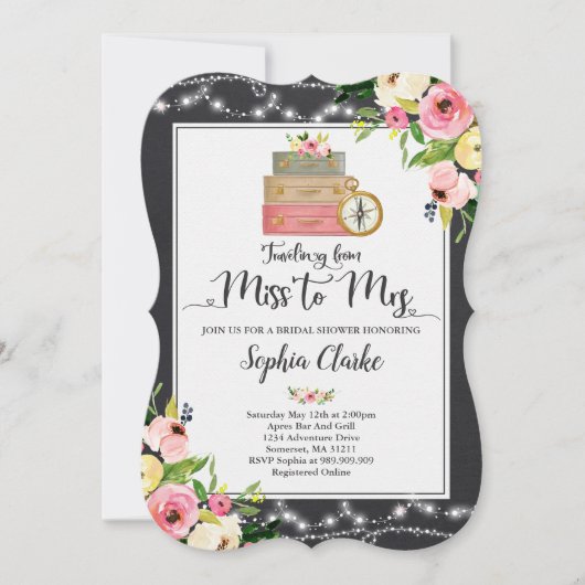 Mrsへのブライダル·恋しく思シャワーの招待フローラ 招待状 (正面)