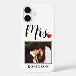 Mrsスクリプモダントハートカスタムウェディングモノグラム iPhone 16ケース