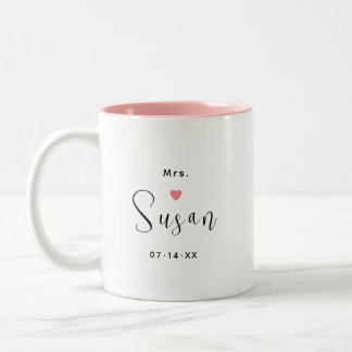 Mrsパーソナライズされた Black Script Name結婚's ツートーンマグカップ