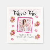 Mrs恋しく思 Pinkへのグリッターのブライダルシャワー写真 スタンダードカクテルナプキン (正面)