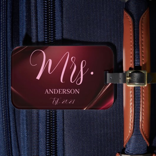 Mrs スクリプトのカスタム名 新婚 ハネムーン荷物  ラゲッジタグ (正面インサイチュ4)
