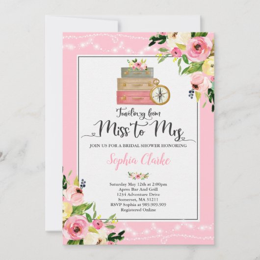 Mrs.フローラへのブ恋しく思ライダルシャワーの招待 招待状 (正面)