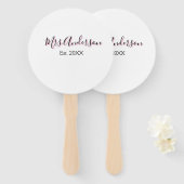 Mrs add name last name black pink est year modern  ハンドファン (正面&裏面)