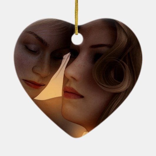 Mrs. and Mrs. Lesbian Photoとしての私たちの初めてのクリスマス セラミックオーナメント (裏面)