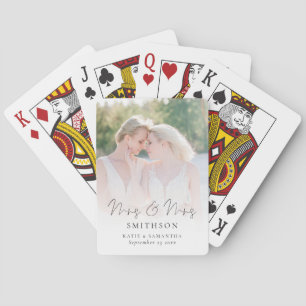 Mrs. and Mrs. Script Photo Overlay Lesbian's 結婚. トランプ