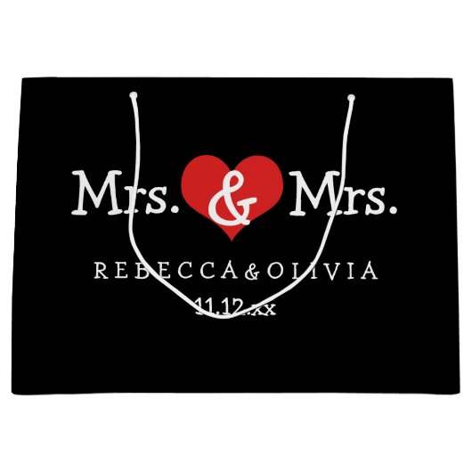 Mrs.And Mrs.Two Bridesのカスタマイズ結婚可能 ラージペーパーバッグ (正面)