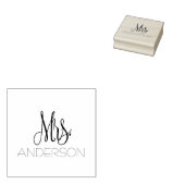Mrs Andersonブラックスクリプトタイポグラフィ追加の名前 ラバースタンプ (押印)