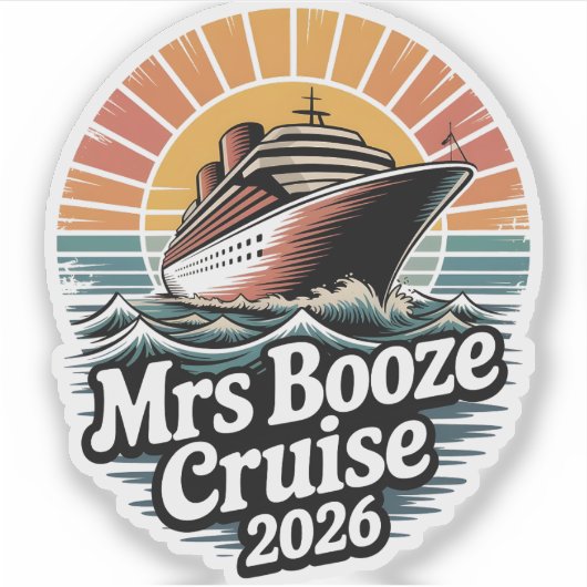 Mrs Booze Cruise 2026 Matching Couples  シール (正面)