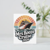 Mrs Booze Cruise 2026 Matching Couples 案内ポストカード (スタンド正面)
